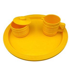 Vintage Rubbermaid Cream Sugar Lazy Susan Turntable Bright Yellow Melamine